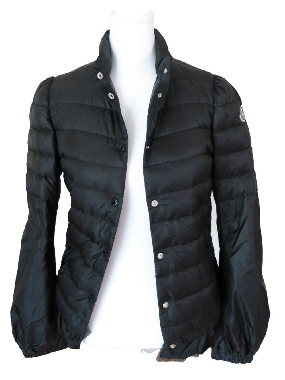 MONCLER S x SACAI Vintage Black Nylon SAKI Peplum Light Down Padded Jacket 00